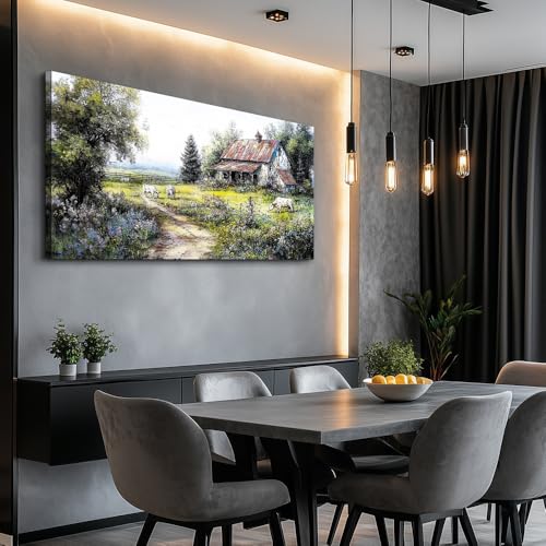 PHAOHUAXM Canvas Wall Art For Living Room Wall Decor For Bedroom Office Decorations Field Wall Pictures Artwork Flower Scenery Watercolour Paintings Aesthetic Home Decor Ready to Hang 20x40 In