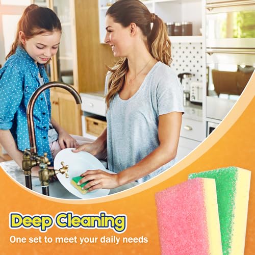 Image of LAUNDRYLUX Scrub Sponge, Dual-Sided Temperature-Responsive Scrubber - Non-Scratch - Multipurpose Dish Sponges for Kitchens, Bathrooms, and Outdoor Use - 6 Pack