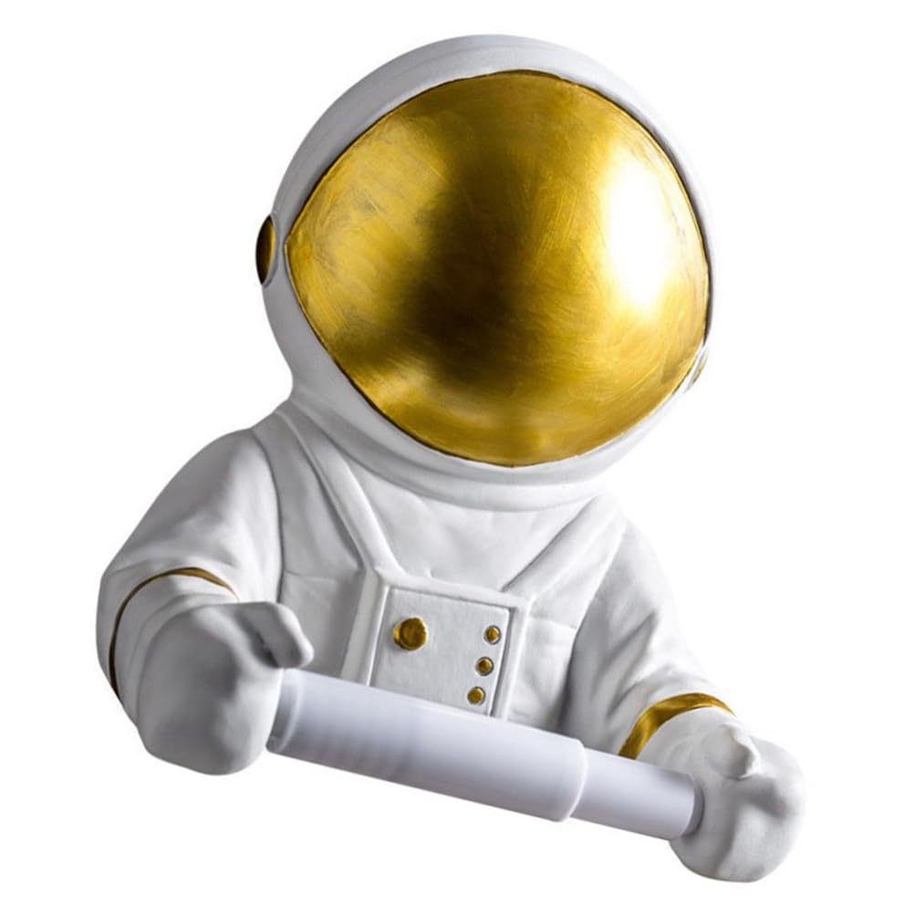 Resina Portarrollos de Papel sin Perforar Astronauta, Dorado