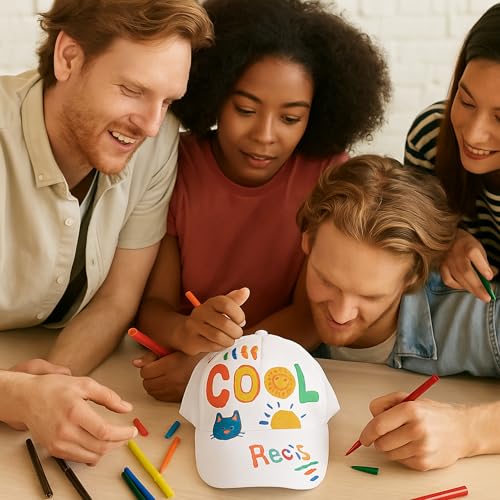 SATINIOR 20 Pieces White DIY Baseball Hats Blank Baseball Caps Adjustable Back Strap Sun Hat for Painting Hiking Sport Outdoor Activities4