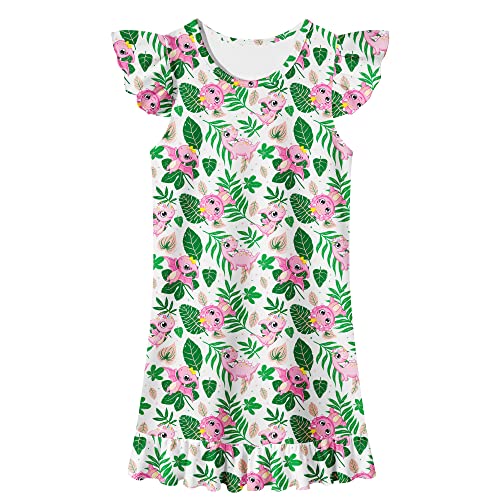 Lqsz Girl Nightgown Dinosaur Girls Nightdress Nightie Sleepwear Pajamas Flutter Short Sleeves Nightgown For Little Girls 9 10T #TOP4