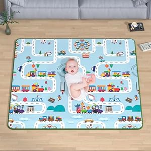 VANCLE Alfombra Bebe 127 x 127 CM, 1 CM Grosor, Antideslizante Algodón Alfombras de Gateo, Alfombra Infantil Plegable e Impermeable, Colchoneta Bebé Suelo para Jugar