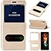 Produktbild Huawei P20 Pro Klapphülle Gold, Magnetische Leder Hülle Tasche Flip Case Sichtfenster Book Stand Cover Klappbar Handyhülle Handytasche Stoßfest Lederetui Schutzhülle Handycase für Huawei P20 Pro