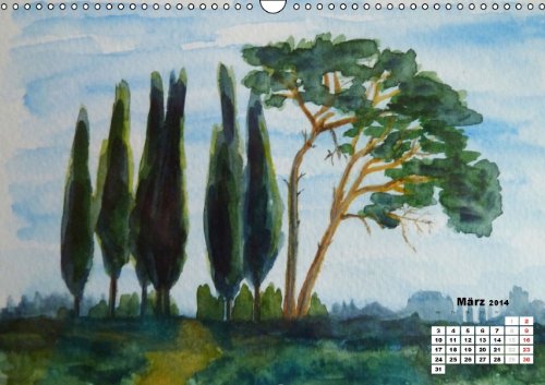 Toskana in Aquarell (Österreichisches Kalendarium) (Wandkalender 2014 DIN A3 quer): Aquarelle der wunderschönen Toskana in Italien (Monatskalender, 14 Seiten)