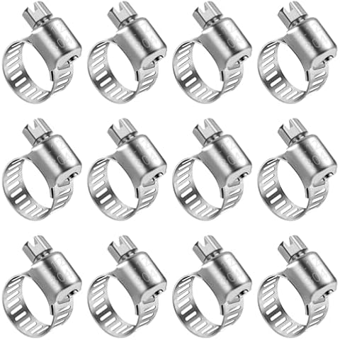 MRbrew Worm Gear Hose Clamps, 12 Pack Stainless Steel Hose Clamps for Home Brewing Beer Line Hose Clamps Gas Tubing Clamps 6-12mm (1/4-1/2 inch,3/8 inch, 5/16 inch) Cover