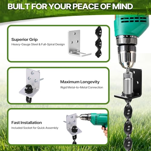 24" Ground Anchors Screw in, 4PCS Heavy Duty Mobile Home Anchors, Multi-Purpose Earth Anchors with Brackets and Adapter for Drill, Ideal for Mobile Homes, Storage Sheds and Carports (Sliver) by PHATRIP - Image 2