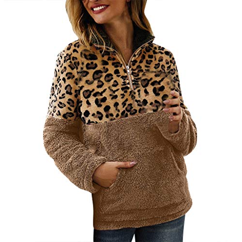 SUNyongsh Womens Leopard Autumn Winter Faux Long Sleeves Casual Sweater Top Blouse Yellow