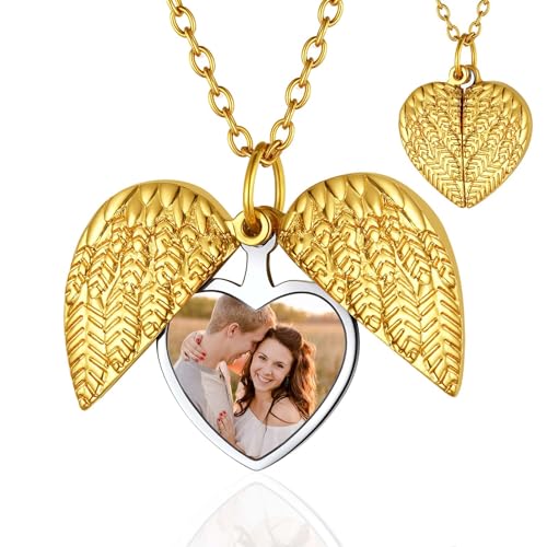 FindChic Locket Necklace for Women, Silver/Black/Rose Gold/Gold Plated Personalized Memorial Gifts, Custom Photo Jewelry for Loved Ones, Birthday Valentine's Day Keepsake, Versatile Styles A