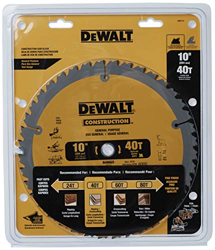 Dewalt 10-Inch Miter / Table Saw Blade, Atb, Thin Kerf, 5/8-Inch Arbor, 40-Tooth (Dw3114) #TOP4