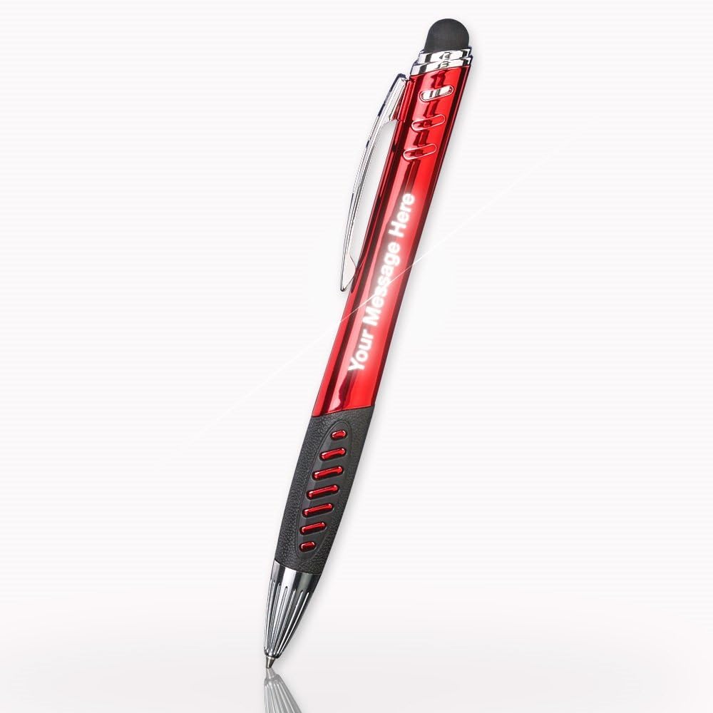 10 Custom Laser-Engraved Metal Stylus & Ballpoint Pens Available in 5 Colors - Free Personalization - Push the Stylus to Illuminate Your Message! Great for Birthdays, Anniversaries, Graduations