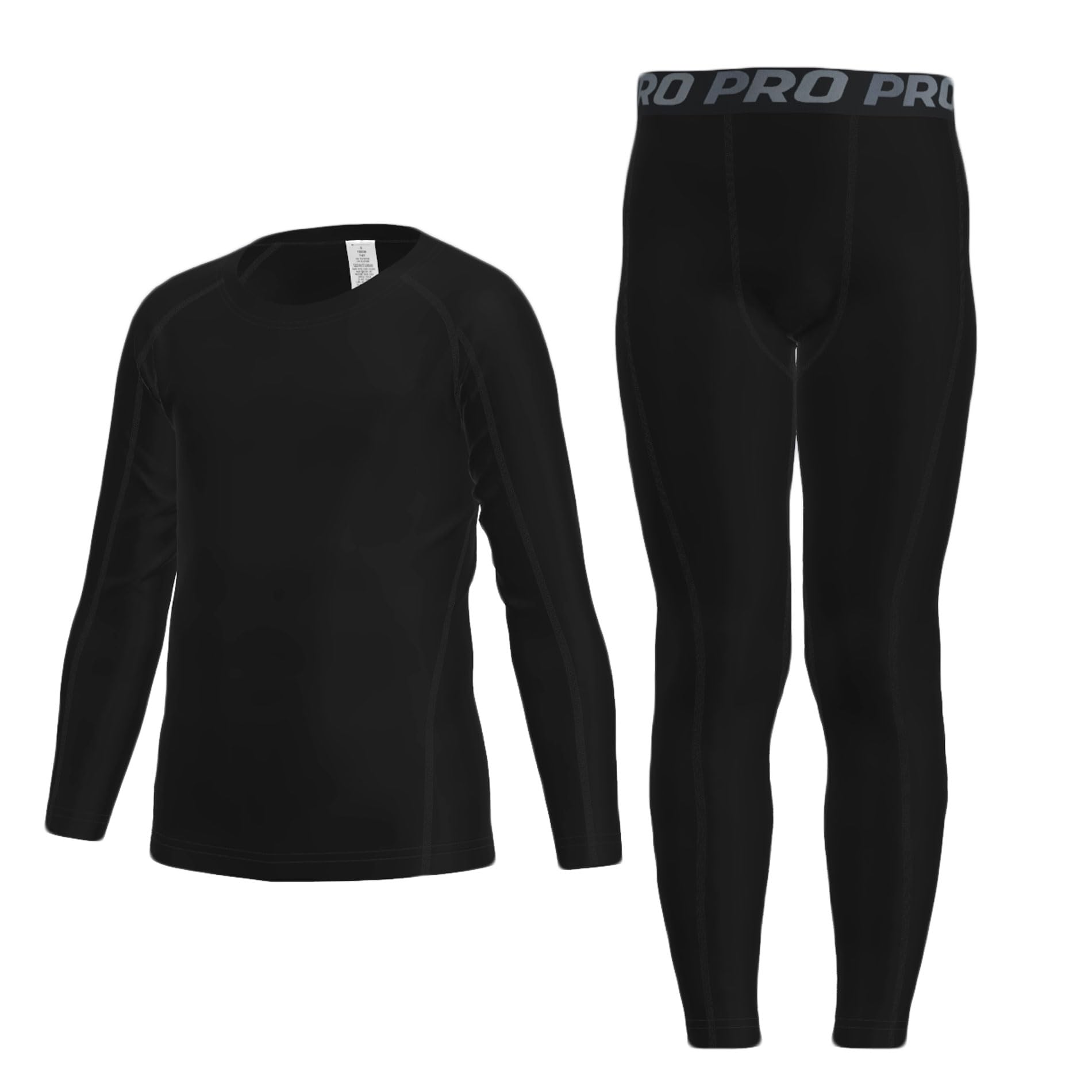 LANBAOSI Maillot de compression à manches longues pour garçon - Leggings thermiques de football - Sous-vêtement athlétique