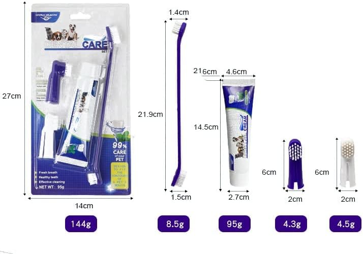Image of 4 PCs Pets Oral Cleaning Toothbrush Toothpaste Fingerbrush Package, Dental Health Care, Clean Teeth & Freshen Breath for Dogs, Cats, Puppies, Reducing Plaque | Professional, Safe and Reliable