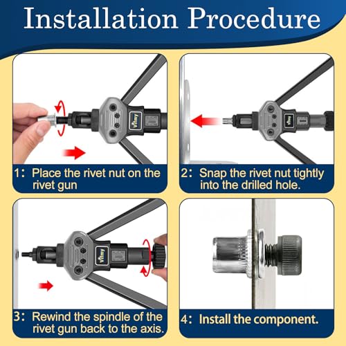 Image of 3 /8''-16 UNC Rivet Nut, 28Pcs 304 Stainless Steel Flat Head Rivnut Threaded Insert Nutsert