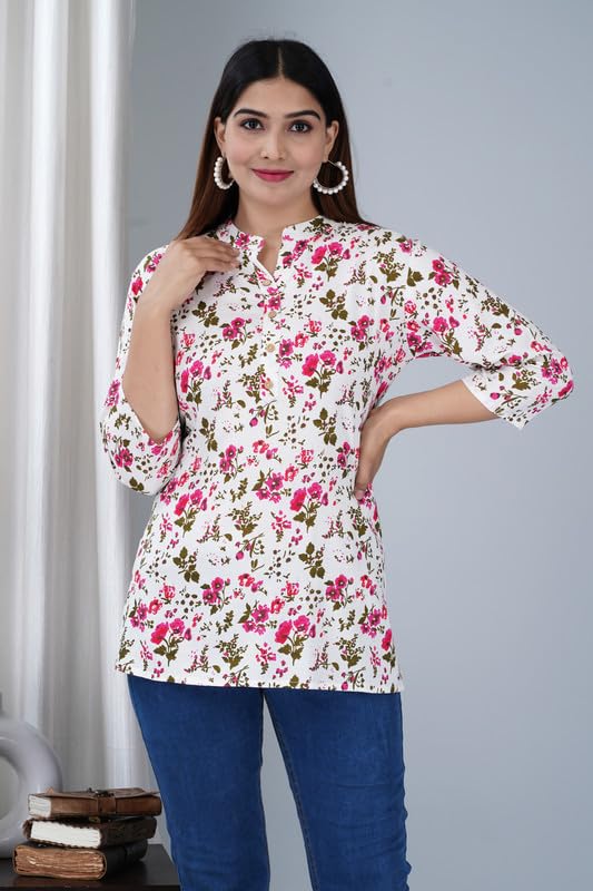 Image of Jikonet Women's Printed Rayon Straight Short Kurti