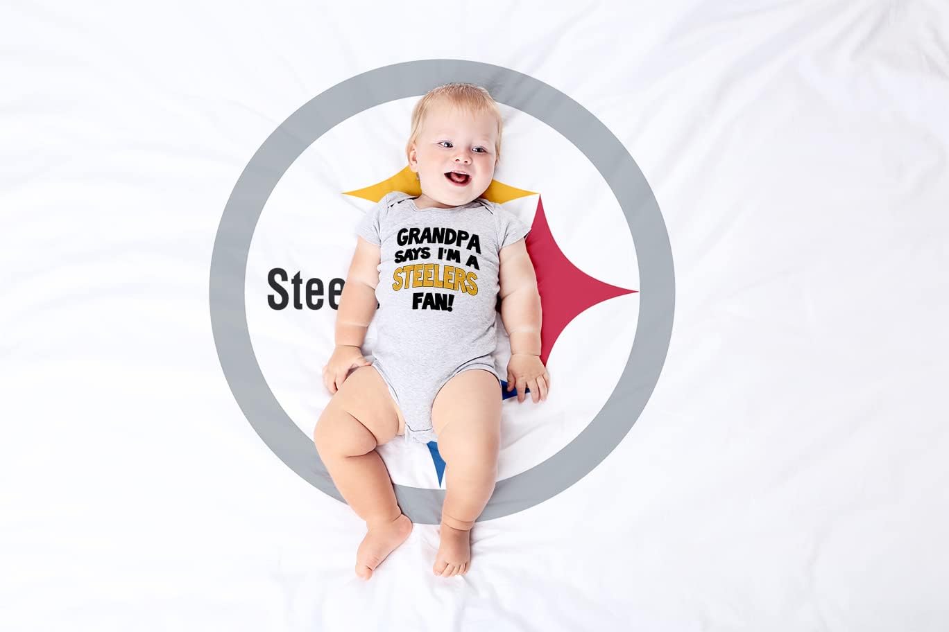 NanyCrafts Baby's My Grandpa Says I'm a Steelers Fan Bodysuit, Baby Steelers Fan - Image 4