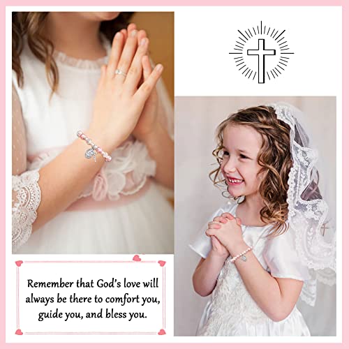 UNGENT THEM First Communion Gifts for Girls, Rosary Cross Bracelet First Communion Gifts for Girls Teens4