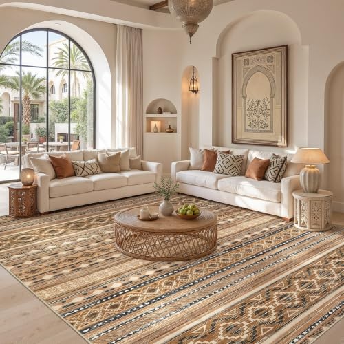 Image of cotiled Boho 10x14 Area Rug for Living Room: Large Moroccan Washable Rug