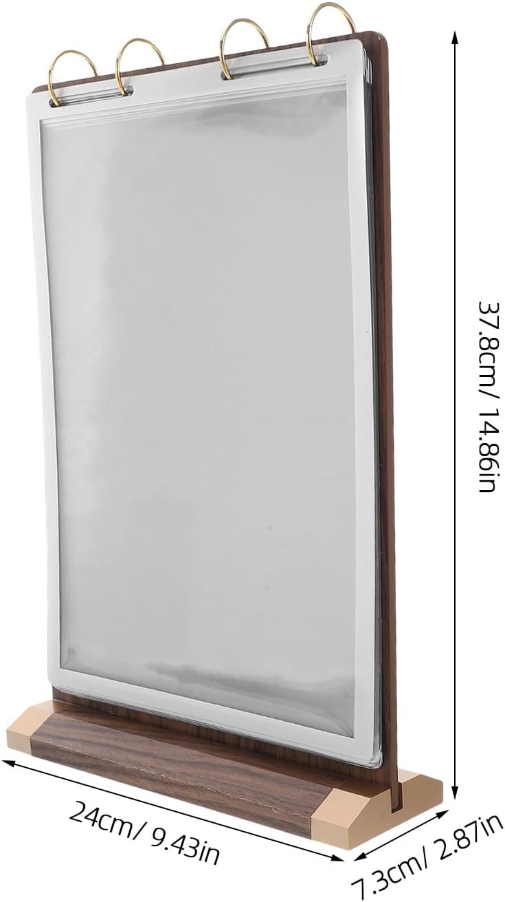 Uonlytech Walnut Wood Menu Holder Stand, 6 Double-sided A4 Tabletop Display Frame for Restaurant Cafe, Stable Base Flip Card Holder for Menu Signs And Document Display