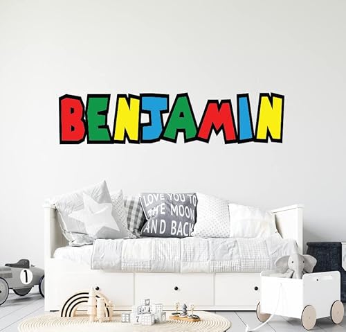 Custom Name Wall Decal - Personalized Name Wall Sticker - Mario Wall Sticker - Graffiti Name Wall Decal - Unisex Wall Art Decor - Wall Decal For Nursery Bedroom Decoration (Wide 15") #TOP2