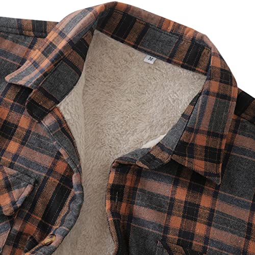 JHDESSLY Camisas masculinas de lã de manga comprida com botões forrados quentes para acampamento jaq