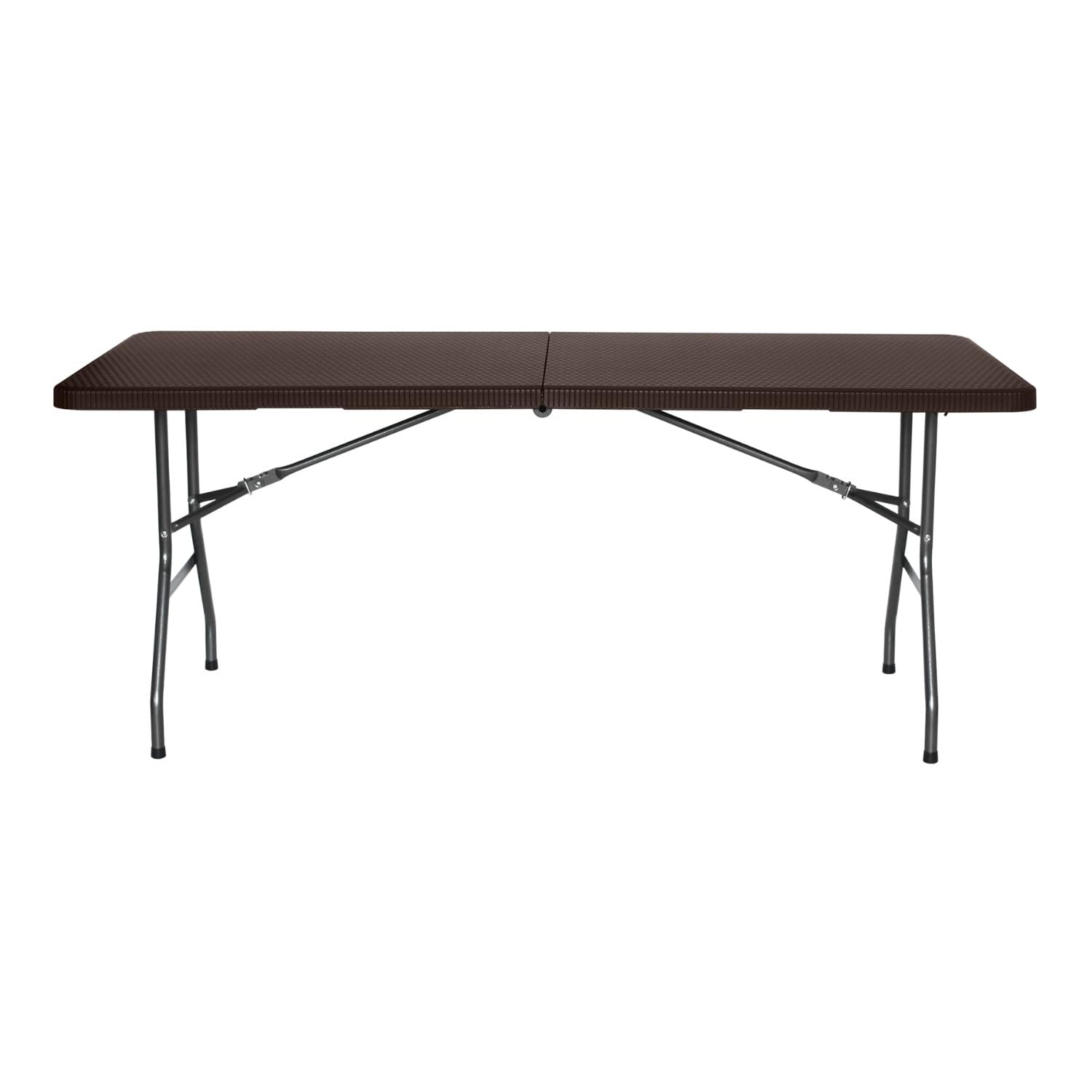 THINIA HOME Mesa Plegable Rectangular Efecto Ratán 180x74x74cm