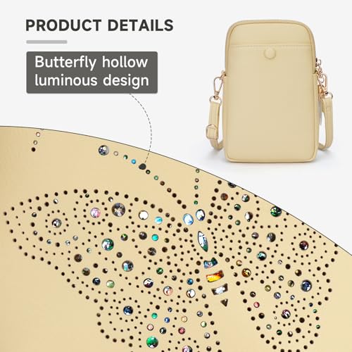 Image of KITEVIUN Small Crossbody Bags for Women, Lightweight Mini Cute Cell Phone Purse for Women with Tassel Shining Butterfly