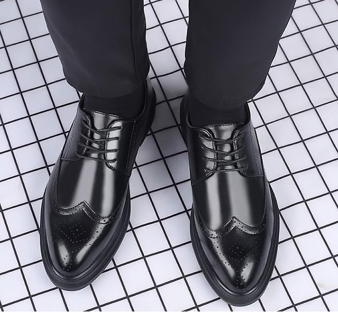 Men's Dress Shoes Mens Dressy Suit Tuxedo Shoes Prom Business Lace Up Derby Shoes Retro Comfortable Increasing Non-Slip Softsole Walking Oxford Shoes2