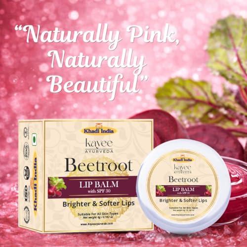 Image of Khadi Natural Lip Balm for Men and Women | Deep Conditioning Lip Treatment with Shea Butter & Almond Oil | Prevents Dryness and Keeps Lips Soft All Day (Beetroot)
