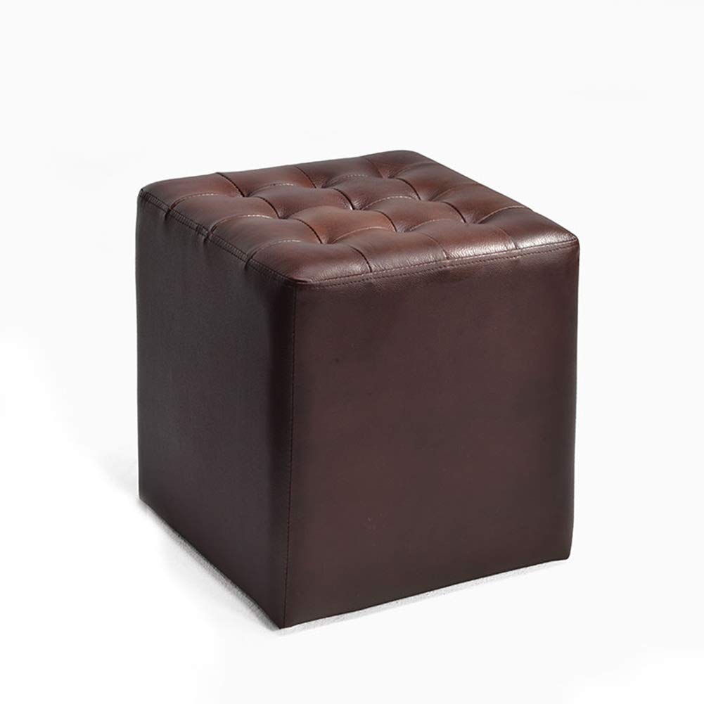 ZHAOYONGLI-Stools Footstools PU Leather Ottoman Single Seat Toy Foot Makeup Stool Change Shoe Bench (Color : Dark red, Size : 34.534.536cm)