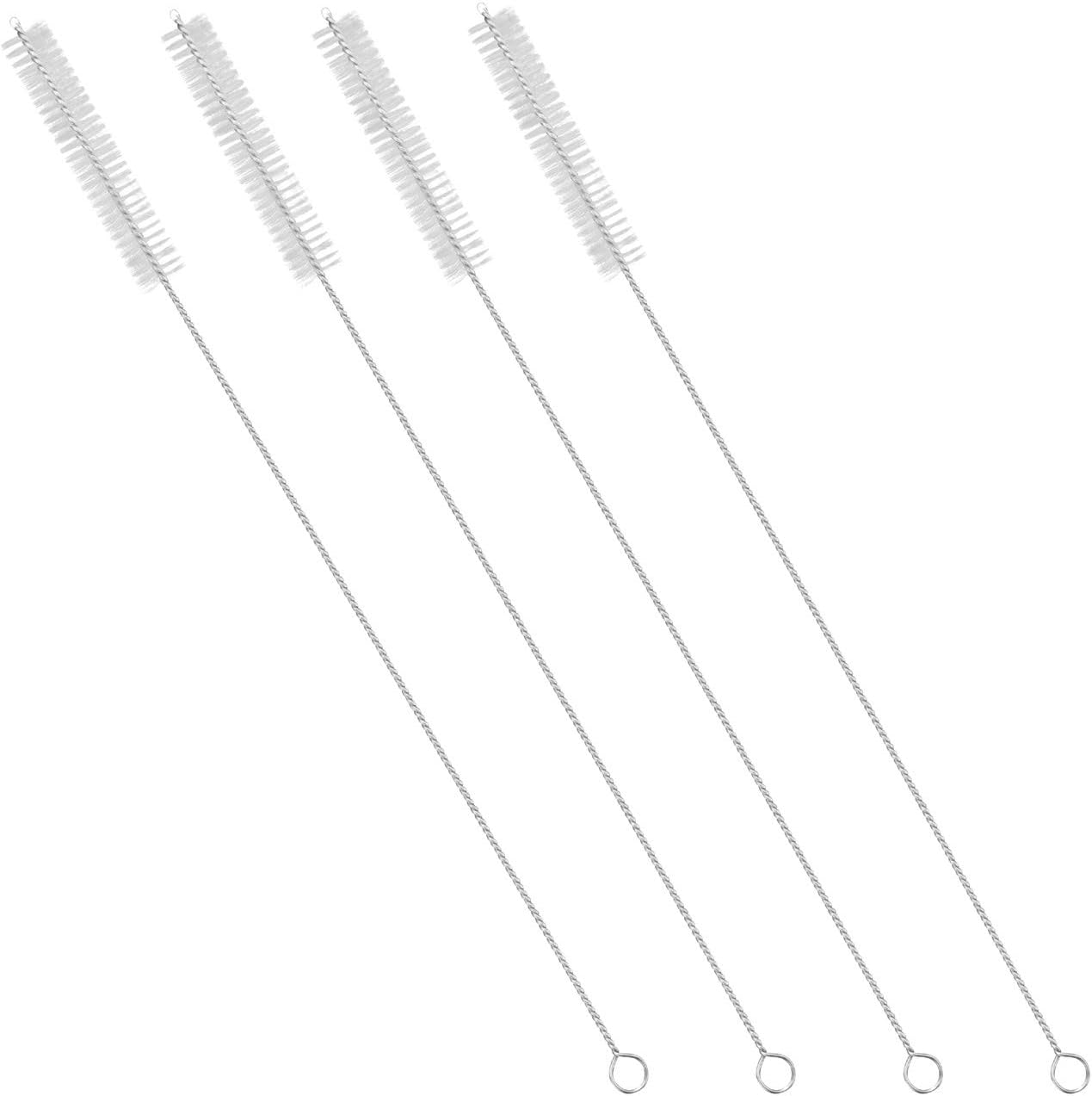 GFDesign Drinking Straw Cleaning Brushes Set 12" Extra Long 12mm Extra Wide Pipe Tube Cleaner Nylon Bristles Stainless Steel Handle - 12" x 1/2" (12mm) - Set of 4