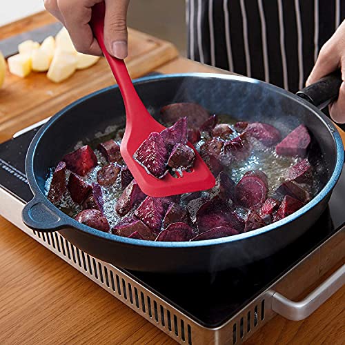 Image of Baskety Food Grade Silicone Rubber Spatula Set Non-Stick Kitchen Utensils for Baking, Cooking & Mixing (Red)
