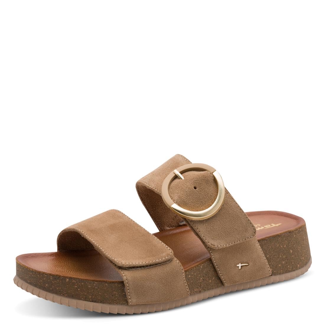 Tamaris Women's Comfort Wedge/Plat Mule Multiadjustable Platform, Camel Suede, 8 UK