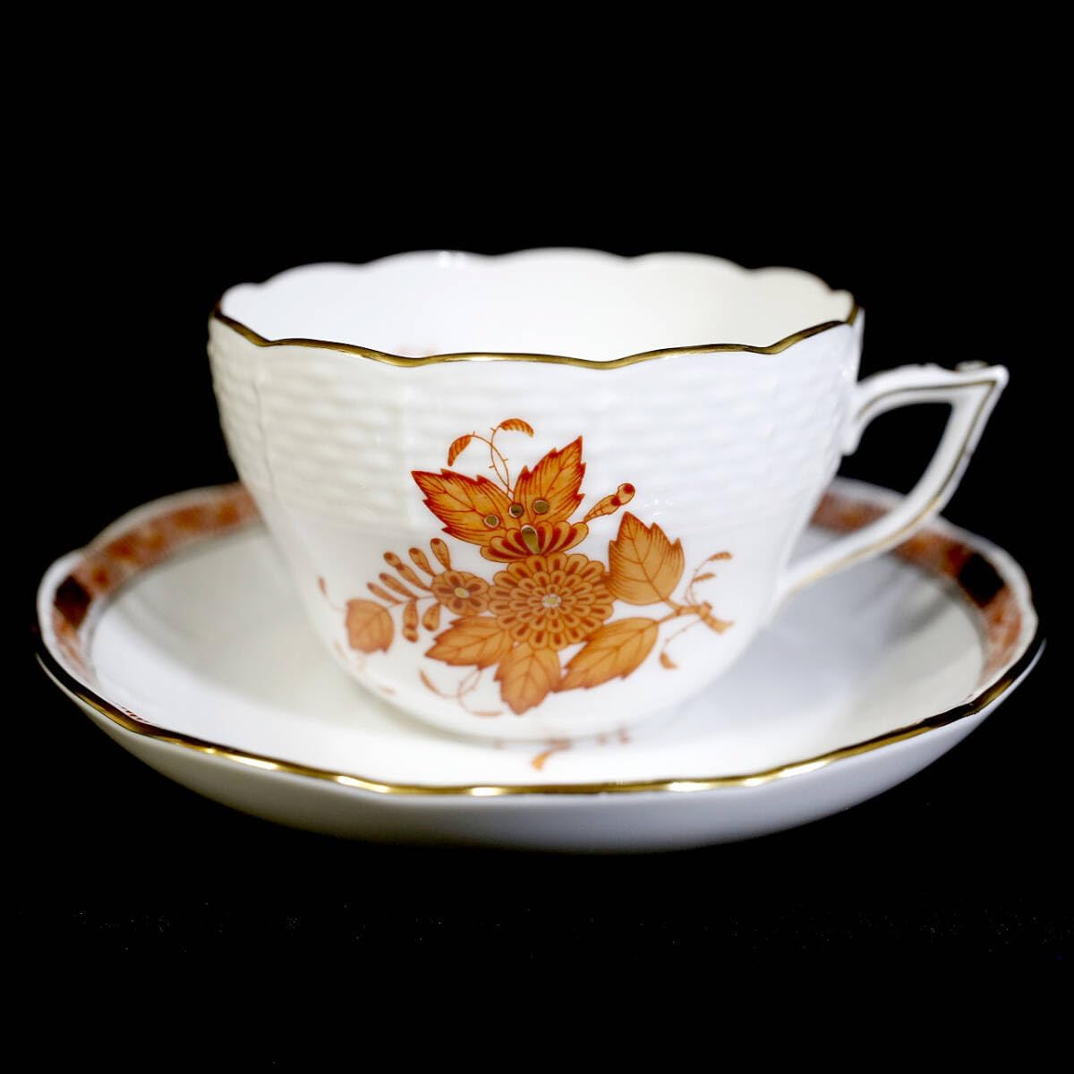 5客セット ホーム＆キッチン ヘレンド アポニー オレンジ カップ＆ソーサー