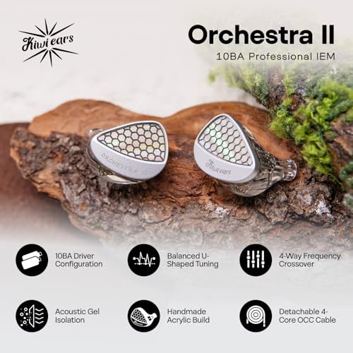 Image of Linsoul Kiwi Ears Orchestra II 10BA Professional in-Ear Monitor, HiFi Wired IEM Earbuds with Superlative Tonal Balance, Handcrafts Shell for All Individuals and Music Genres (Silver)