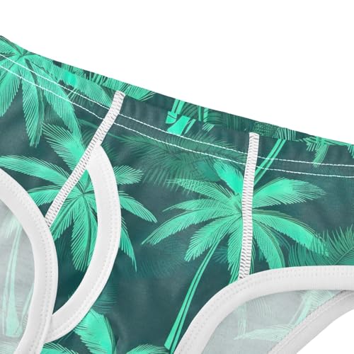 CHIFIGNO Boys' Cotton Briefs Breathable Underwear Soft Underwear Briefs for Little Boys, Green Tropical Palm Trees4