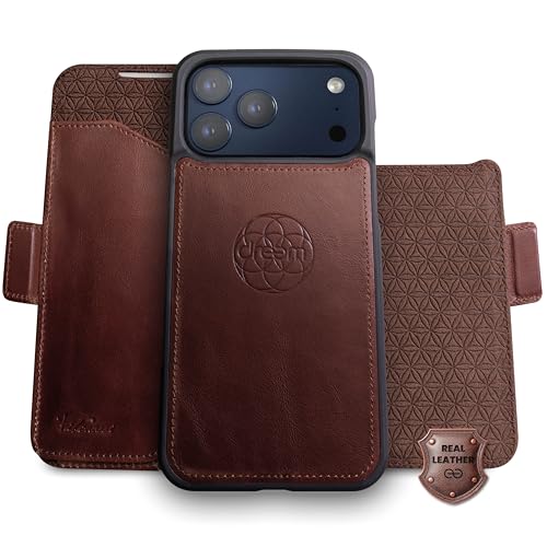 Funda Piel iPhone 17 Pro Fibonacci Chestnut de Alta Gama con Acabados Premium y RFID
