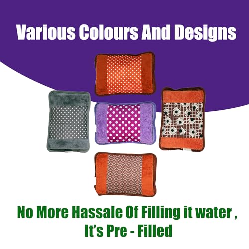 Image of Electric hot water bag |electric hot water bag for periods pain relief | Hot gel bag electric | Electric hot pack for back pain | Reusable electric heating pad | Electric heating pad for men and women (Brown with flower)