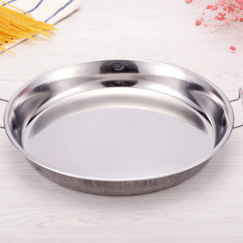Sartén redonda de acero inoxidable antiadherente para lasaña con asas, 40 cm/33 cm, ideal para carne de pavo y verduras, bandeja para hornear para asar perfectamente