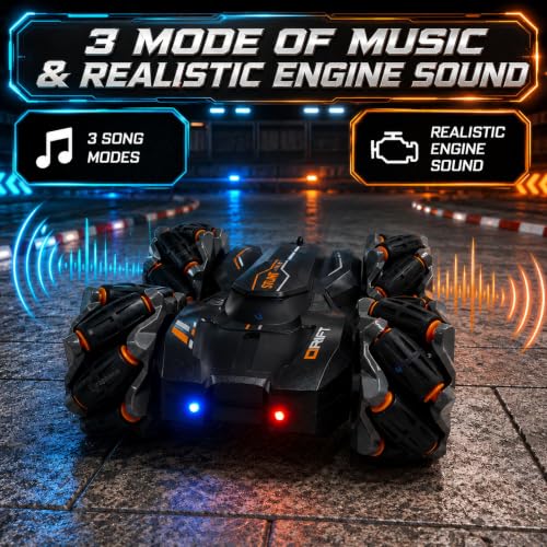 Image of GRAPHENE 4X4 Remote Control Drift Stunt Car 4WD Racing Fall Resistant RC Car 360 Rotating Dual Sided Climbing High-Speed Tumbling Battle Off Road Rechargeable with 2 Extra Batteries Adults Boy Girl