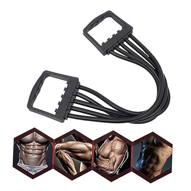 Adjustable Chest Expander 5 Resistance Bands Spring Steel Arm Pulling Exerciser for Muscle Fitness Indoor Gym Training Equipment Random Color