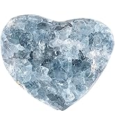 SUNYIK 2.3x2.5x1.5(320-450g) Natural Raw Celestite Crystal Cluster Geode, Irregular Blue Celestit...