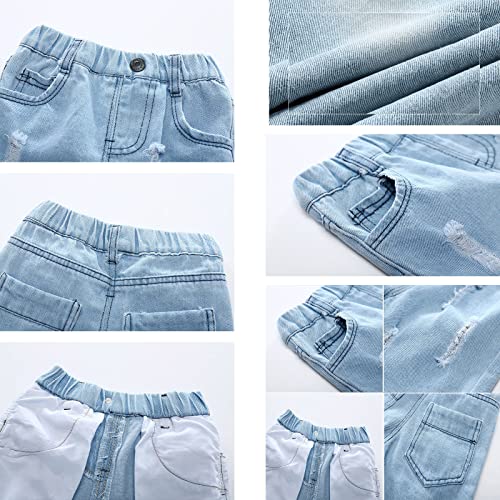 Jeans, Denim Shorts, Ripped Pants, Boy Shorts, Oversized, Light Blue4
