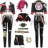 Arcane Vi Cosplay Costume Role Play Red Uniform for Women (Suit+WIG, S)