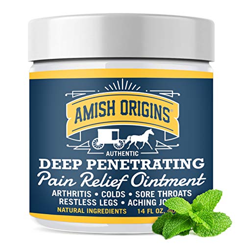 Amish Origins Deep Penetrating Pain Relief Ointment 14 oz - Medicated Pain Relief Cream, Quick Acting Pain Relief Formula, Perfect for Aching Joints, Arthritis, Restless Legs, Sore Muscles