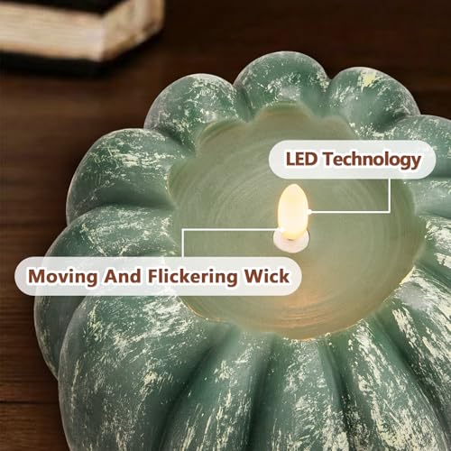 Image of Fall Decorations for Home - Fall Decor - Flickering Flameless Wax Pumpkin LED Candle with Timer Remote - Autumn Party Decorations Indoor - Thanksgiving Battery Operated Candle Light for Mantel Table