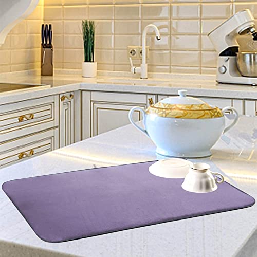 Image of Kuber Industries Microfiber Reversible Dish Drying Mat with Absorbent Parity for Kitchen 19 inchx 15 inch(Purple)