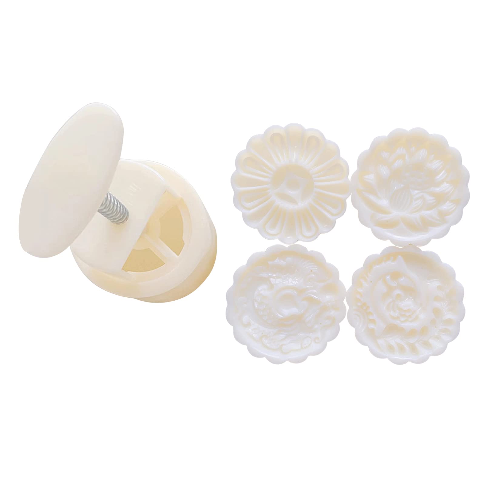 Kalttoy Round Flower Pattern Dessert Molds Pastry Tool Hand Press Cookie Dessert Cutter Baking Tool for Festival Biscuit Cookie Cutter Set