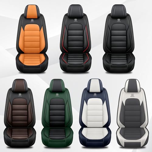 Image of Car Seat Cover Fit for Nissan 370Z 2009-2021,Compatible Airbag Non-Slip Waterproof Seat Cover,Car Seat Protector Premium Interior (Standard 2 Seats,Black Orange)