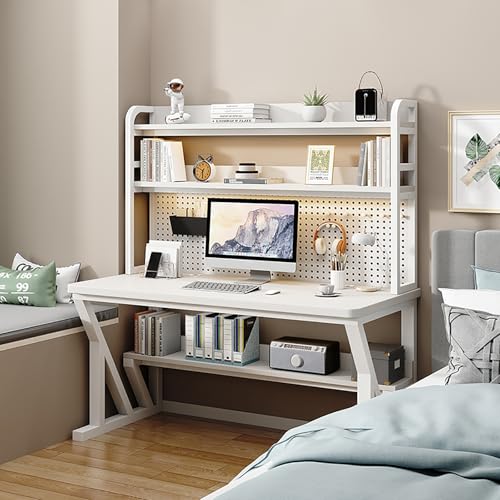 NOBBAT パソコンデスク 机 pcデスク 作業机 収納付きデスク 4段 勉強机 学習机 コンパクト 天板の厚さ3cm DIY収納用の有孔ボード付き 耐荷重300kg 複数の色が利用可能 省スペース 在宅勤務 頑丈で組立簡単 おしゃれ 勉強机(オリジナル