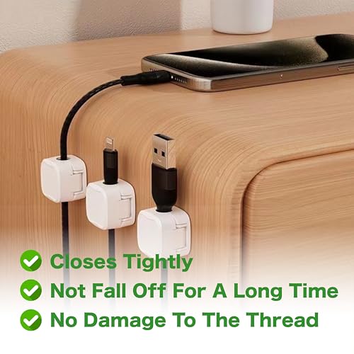 Organizador Magnético de Cables para Electrodomésticos y Mesita de Noche - Paquete de 12 Clips Adhesivos para Cables, Organizador para Cargadores de Teléfono bajo el Escritorio, Oficina en Casa y Auto miniatura 3